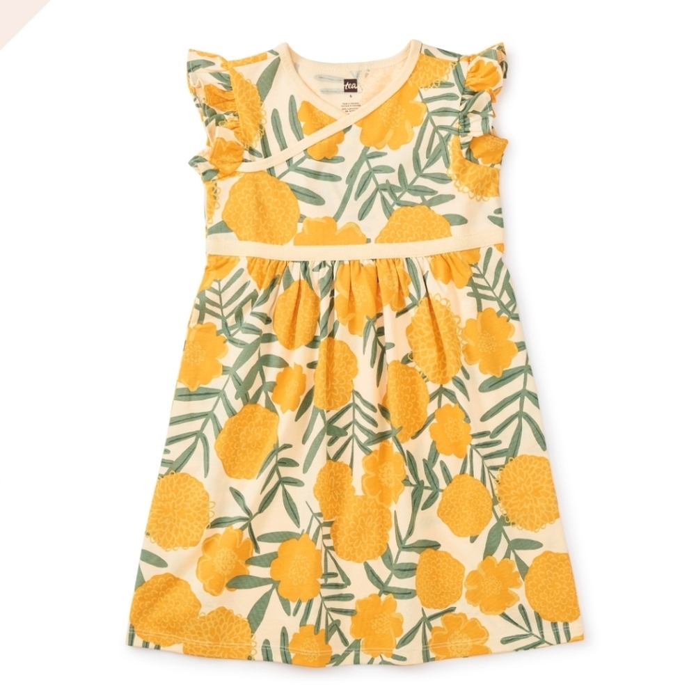Tea Collection Marigold Delight Wrap Neck Dress Size 10
